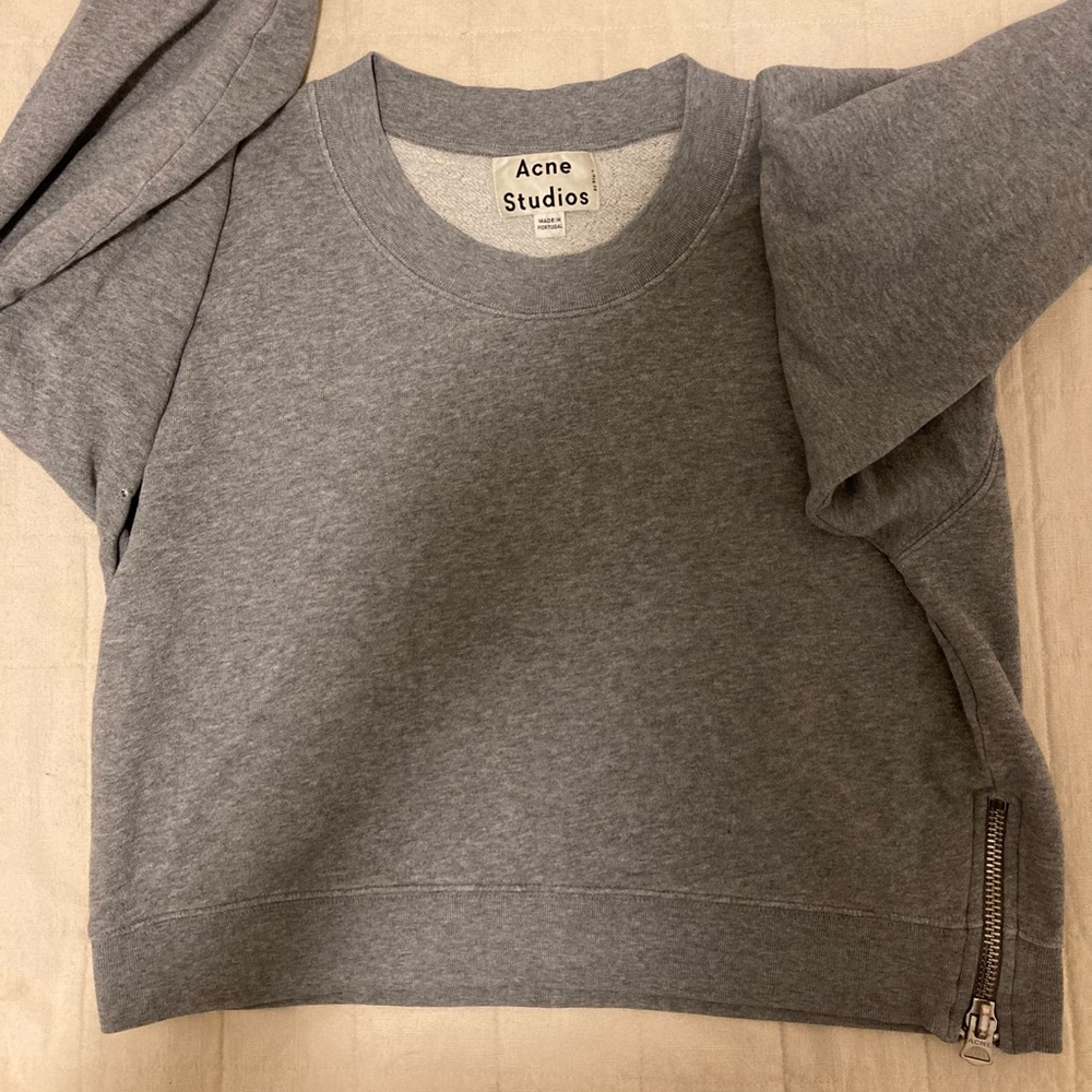 Acne Studios Bird Z Fleece Cropped Sweater, Gray